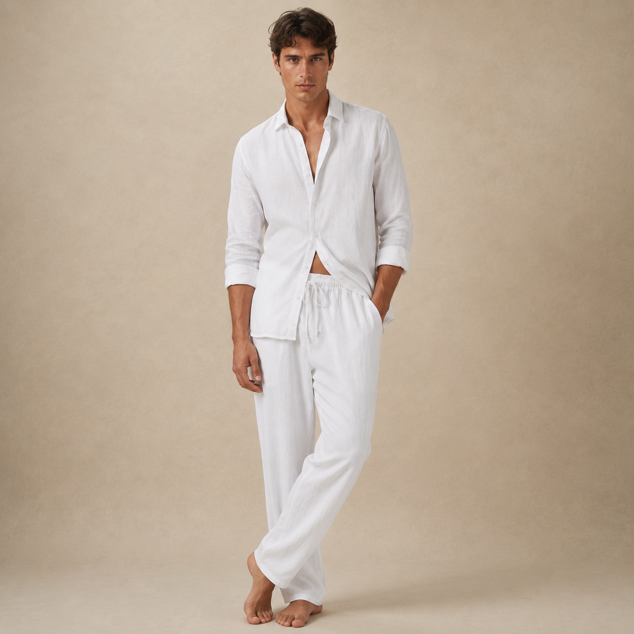 Santorini Linen Set — Shirt & Pants