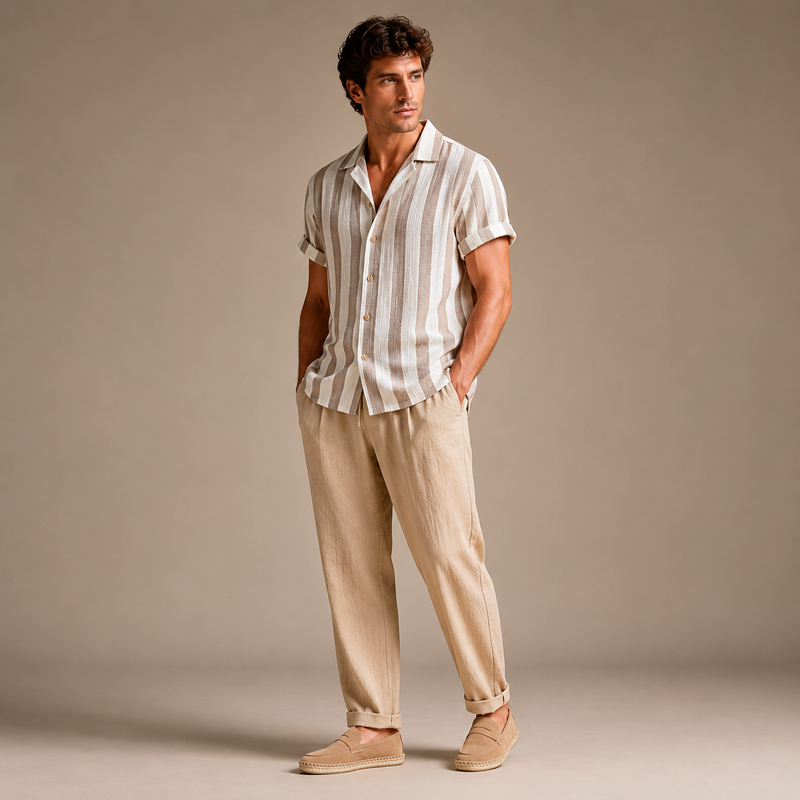 The Striped Linen Set