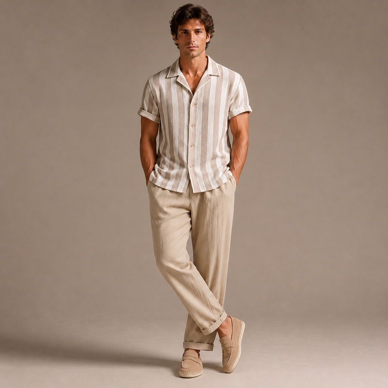 The Striped Linen Set
