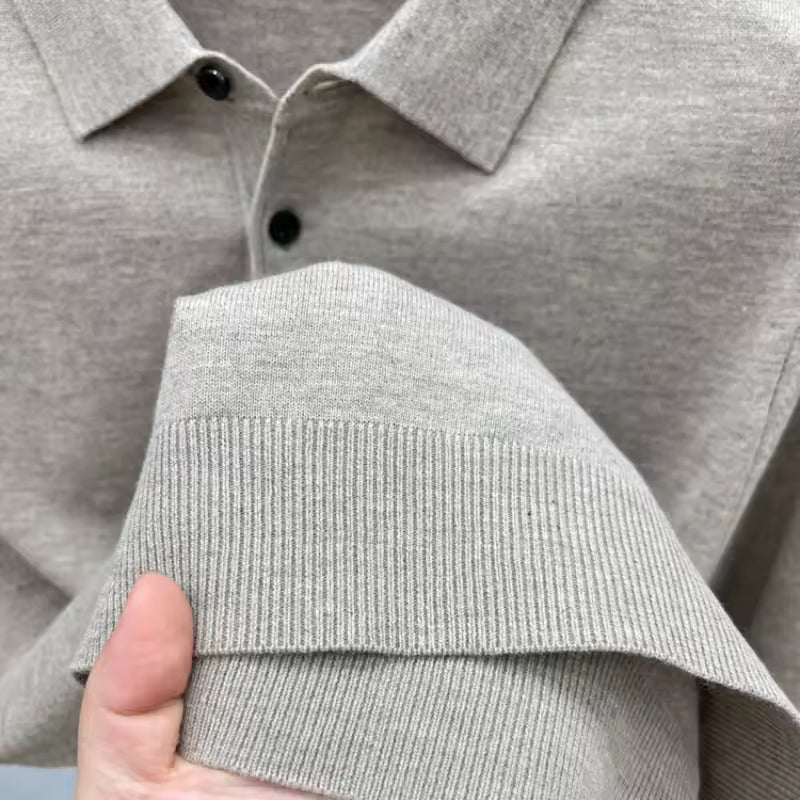 Men's Long Sleeve Fashion Casual Polo, Shirt Collar Pullover Sweater. Business Sweater T-shirt Golf Spring & Autumn Wool - image 3