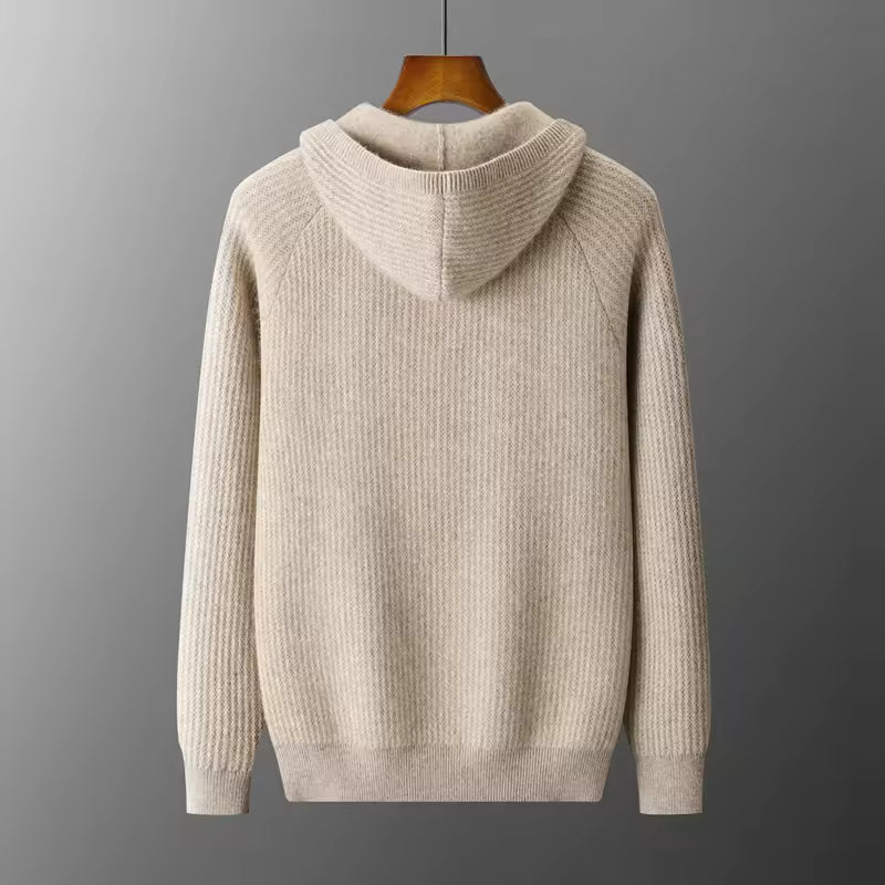 New Men's Thick Zipper Hoodie Cardigan100% Merino Wool Knitted Sweater Casual Loose Autumn/Winter Warm Hoodie Long Sleeve Jacket - image 2