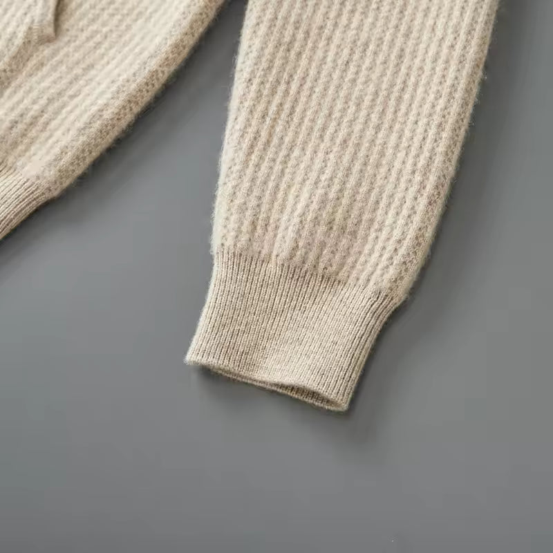 New Men's Thick Zipper Hoodie Cardigan100% Merino Wool Knitted Sweater Casual Loose Autumn/Winter Warm Hoodie Long Sleeve Jacket - image 5