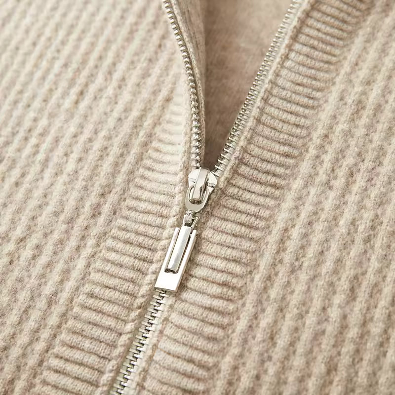 New Men's Thick Zipper Hoodie Cardigan100% Merino Wool Knitted Sweater Casual Loose Autumn/Winter Warm Hoodie Long Sleeve Jacket - image 4